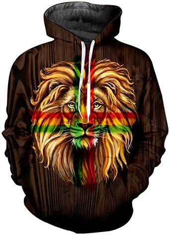 pinata Rasta Lion Printed Pullover Hoodie Men 3D Cool Hooded Sweatshirt Casual Pockets