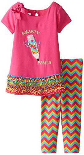 Bonnie Baby Baby Girls' Smarty Pants Legging Set, Fuchsia, 24 Months