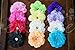 Ema Jane - Peony Flower Hair Clips with Crochet Headbands (12 + 12, 24 Set)