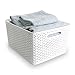 BINO T-Weave Woven Plastic Storage Basket, Large (White)