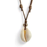 Luck Strings Cowrie Shell Cord Choker Necklace - Boho Beach Surfer Choker with Czech Glass Beads - Adjustable Women’s Jewelry Gifts
