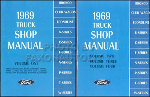 COMPLETE 1969 FORD TRUCK & PICKUP REPAIR SHOP & SERVICE 2 BOOK SET OF 4 MANUALS - F100 F150 F250 F350 F500 F600 TO F7000, WT-Series, L-Series, LN-series, N-Series, HT-Series