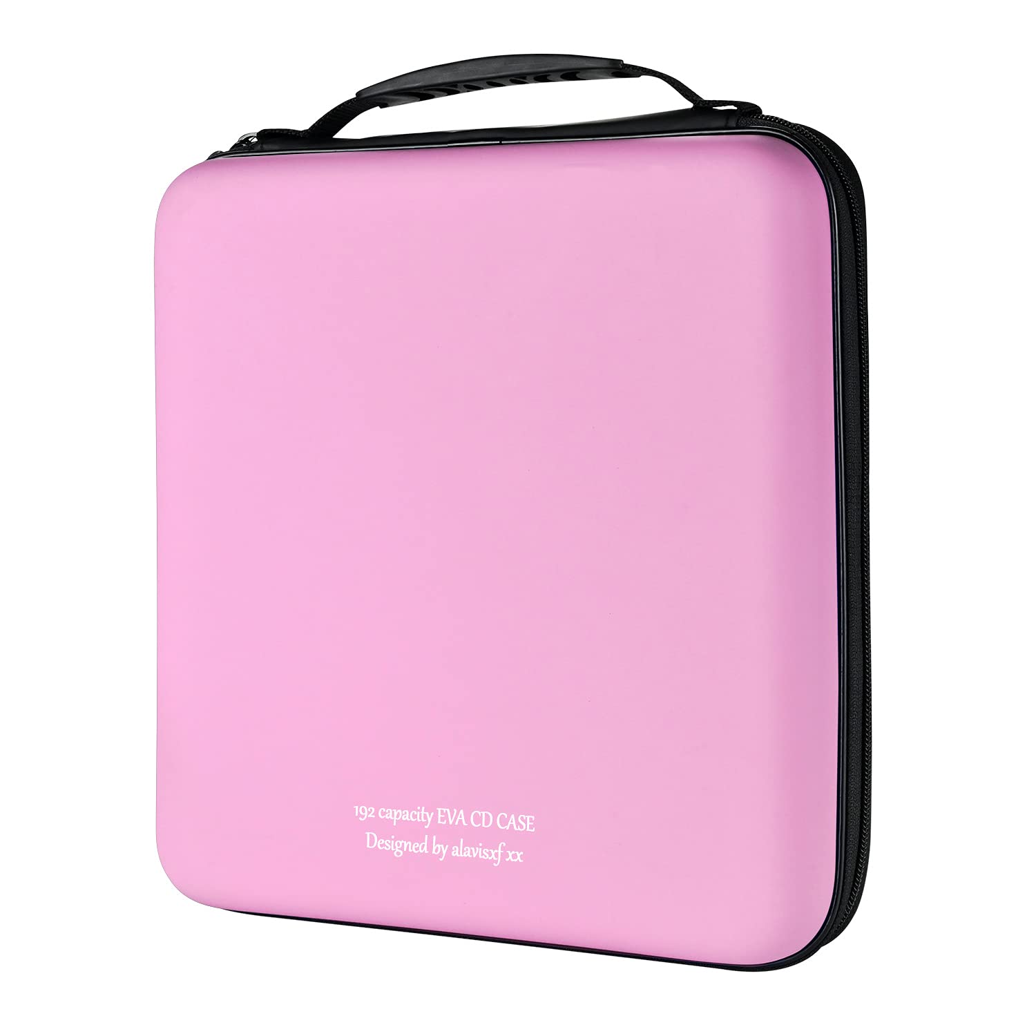Photo 1 of alavisxf xx CD Case, 192 Capacity EVA Protective Blu-ray DVD Case Portable Zipper CD Case Holder Disc Storage Organizer Wallet Bag for Car Home Travel (192 Capacity, Pink192)