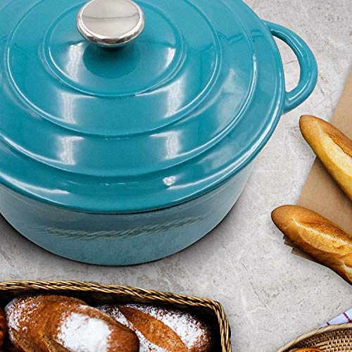 AIDEA Dutch Oven Enameled Cast Iron Round, Bread Baking Pot with Lid