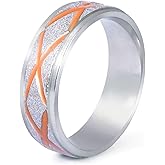 TaYolnFaSo Enamel Band Rings for Women Men Stainless Steel Blue/Orange Ring Couple Enamel Valentine's Day Jewelry Gift