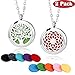 2 Pieces Fragrance Aromatherapy Essential Oil Prume Diffuser Necklace Locket Pendant Outfitters with 24 Inch Chain-Tree of Life & Sunflower Set