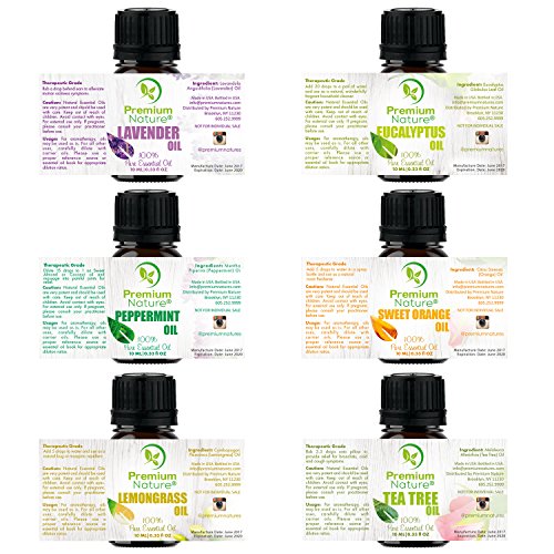 Premium Nature Diffuser & Essential Oils Gift Set Sets Idea Aroma Humidifier Tank & Top 6 Essential Oil Bottles, Auto Shut-Off & 7 Color LED Lights Aromatherapy Improved Sleeping and Breathing