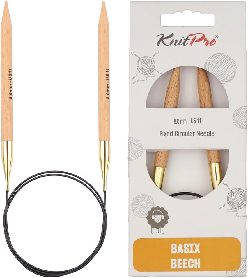 KnitPro Basix Beech Fixed Circular Needles 16in 8.00mm