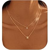 HLJEO Layered Letter Necklace, Dainty Initial Necklaces for Women 14k Gold Plated Layering Initial Necklace Charm Gold Necklace Stack Custom Name Necklace Fashion Accessories Jewelry for Women