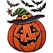 Gift Boutique Halloween Window Clings Decorations Decals 8 Pack Tombstone Haunted House Pumpkin Ghost Bats Skulls Cat Witch Owl Trick or Treat Kids Party Accessories