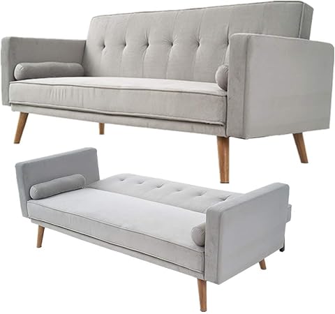 Palidn 3 Seater Suede Fabric Sofa Bed Recliner Sleeper Sofa Click