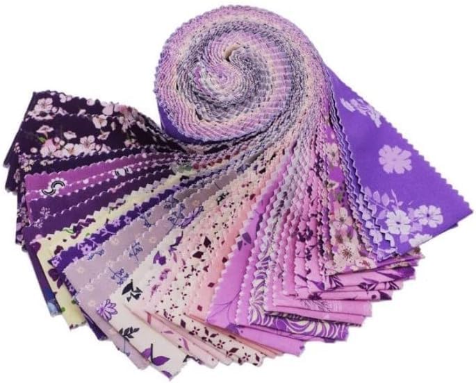 CraftsFabrics 2.5'' x 44'' 20pcs Olde Worlde Purple Floral Jelly Rolls Strips 100% Cotton Pre-Cut Fabric for Children's Quilting, Scrapbooking, Sewing, Arts & Crafts, Patchwork