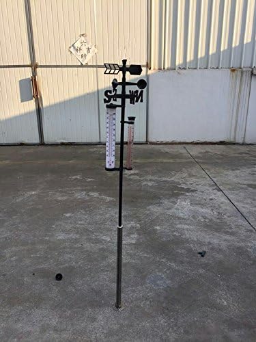TENS Metal Wind Vane 57-Inch Adjustable Weathervane With Precipitation Test Wind Speed Temperature Direction Four In One For Rooftop, Patio, Barn, Courtyard