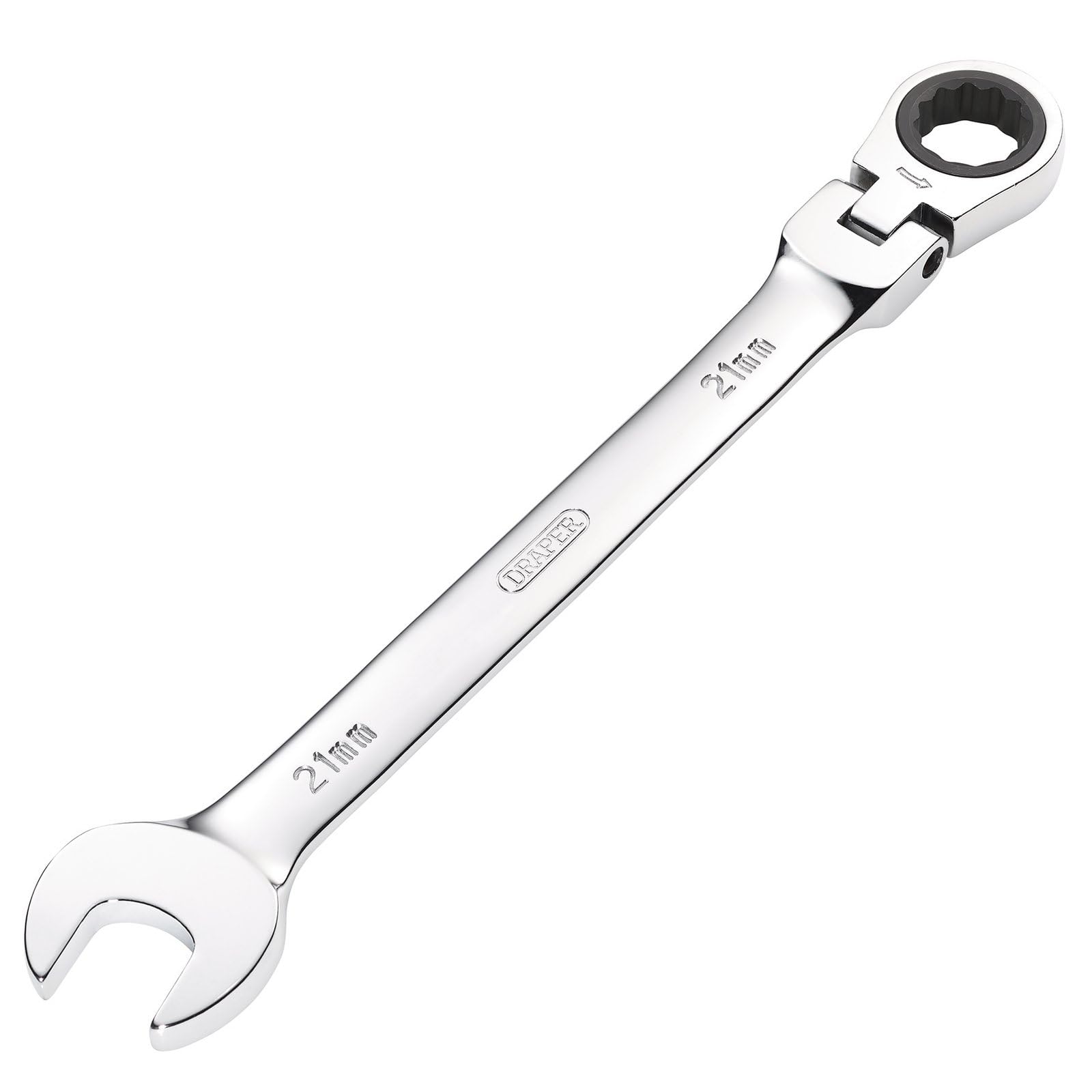 Draper 52022 Hi-Torq Metric Flexible Head Ratcheting Combination Spanner, 21mm