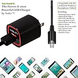 Smart Rapid 2.1A Micro-USB Charger with LED Touch Activated Light 6 Ft. Cable for Smartphones & Tablets by Volt+!
