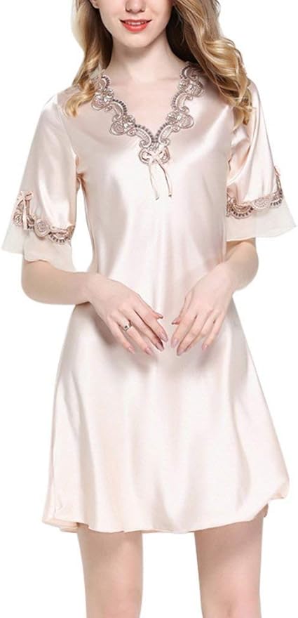 Damen Nachthemd Aus Musselin - Kurzarm & Atmungsaktiv