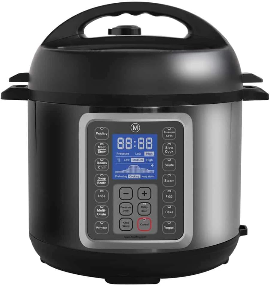 Mealthy MultiPot 9-in-1 Programmable Pressure Cooker 6 Quarts with Stainless Steel Pot, Steamer Basket, instant access to recipe app. Pressure cook, slow cook, sauté, rice cooker, yogurt, steam (Renewed)