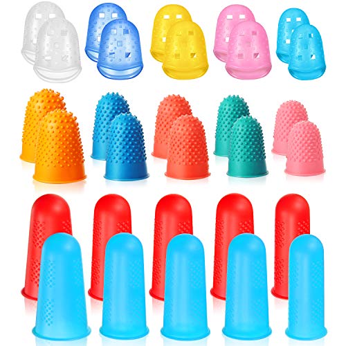 30 Pieces Rubber Fingers Tip Finger Pad Grip Reusable Finger Cover