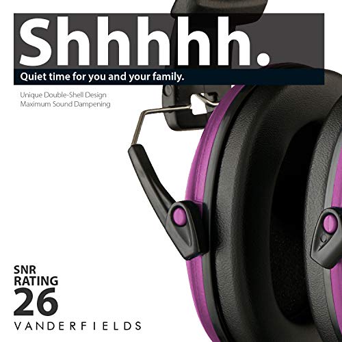 Vanderfields Earmuffs for Kids Toddlers Children - Hearing Protection Ear Defenders for Small Adults Women - Foldable Design Ear Defenders Adjustable Padded Headband Noise Reduction (Purple Power)