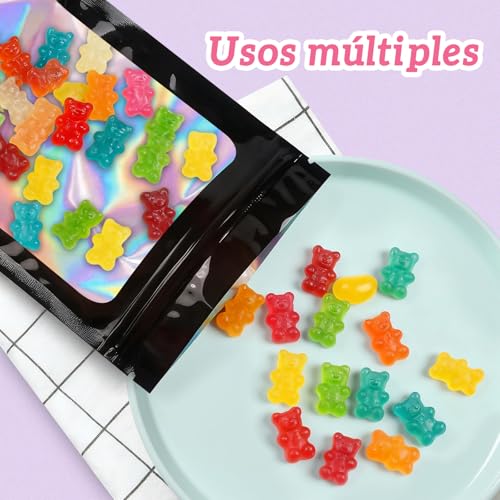 YUHOHO 500 Bolsas Dealmacenamiento Láser Bolsa A Prueba Olores 12*9cm,Bolsa Holográfica Multiusos,Bolsas Herméticas Reutilizables,Bolsa Almacenamiento,Pouch,Bolsa Ziplock para Almacenamiento Alimentos