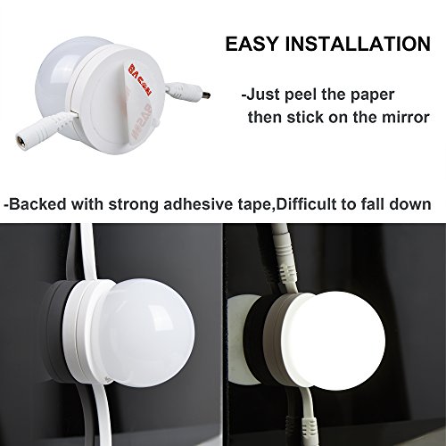 Hollywood Style LED Vanity Mirror Lights Kit,10 Dimmable Natural White Bulbs, Cosmetic Lighting Fixture Strip, Makeup Mirror Lights for Vanity Table Set in Dressing Room, Bathroom(Mirror Not Included)
