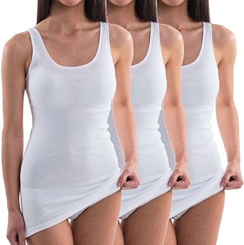 HERMKO 1317 - 3 ladies vest extra long (+ approx. 4') made of 100% cotton, tank top for women made in EU