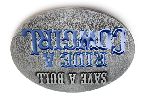 TFJ Men Western Cowboys Fashion Belt Buckle Silver Metal Save A Bull Ride A Cowgirl