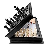 KAILE 3 in 1 Chess Checkers Backgammon Set, Magnetic Chess for Kids Adults Travel Magnet Chess with Folding Case 13"