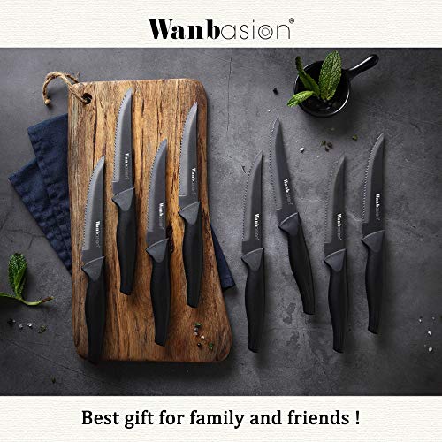 Wanbasion 8Piece Steak Knife Set Dishwasher Safe, Steak Knife Set Stainless Steel, Kitchen