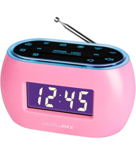 HANNLOMAX Alarm Clock Radio With Dual USB Ports - FM Radio, Dual Alarms & Smartwatch Charger Holder (Pink) - View #10