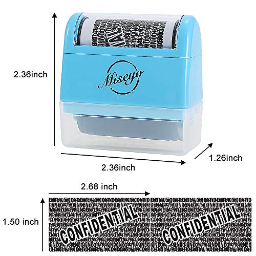 Miseyo Wide Roller Stamp Identity Theft Stamp 1.5 Inch Perfect for Privacy Protection - Blue