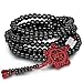 Flongo Men's Womens Sandal Wood Prayer Mala Beads Chinese Knot Elastic Bracelet Link Wrist Necklace Chain