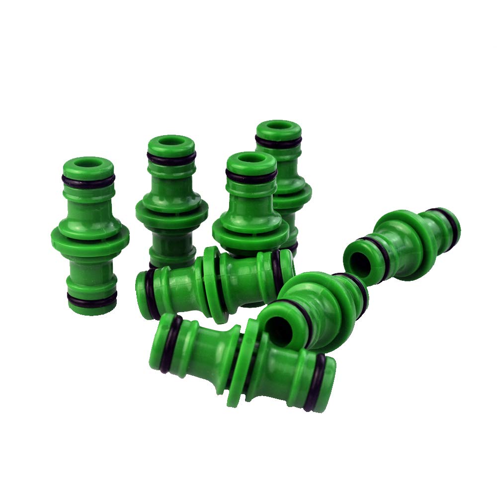 Nydotd 8Pack Double Male Hose Connectors Extender Plastic Pipe Connector Join Garden Hose Pipe Tube 2 Inches Long (Green) 1/2 Inch Quick-connector