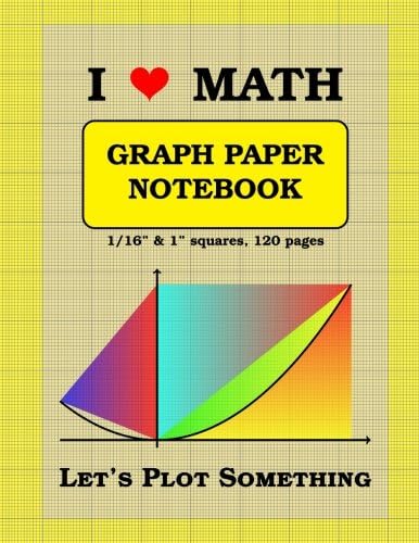 I LOVE MATH Graph Paper Notebook: 1/16 inch thin (0.5pt) and 1 inch thicker (1pt) light gray grid lines (imperial, 120 pages): double-sided, non-perforated, perfect binding, 8.5" x 11" Paperback – 19 Feb. 2017