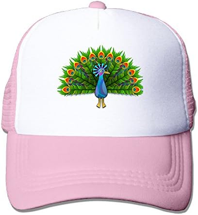 Unisex Cartoon Peacock Adjustable Trucker Hats Pink
