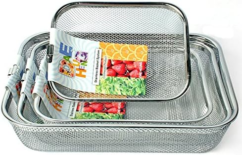 Stainless Steel Mesh Rectangle Strainer Sink Basket Vegetable Fruit Colander Strainer Kitchen Tools 4pcs Set
