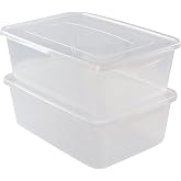 Bblina 16 Quarts Clear Storage Container with Lid, Plastic Shoe Box et of 2 | Full Clear Container With Latch Lid, Latch Boxes, Shoes Box, Bread Dough Container