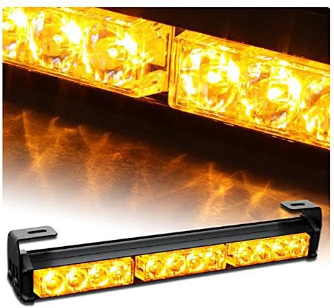 14" 12 LED Emergency Warning Traffic Vehicle Strobe Light Bar with 7 Flashing Modes-Amber/Yellow
