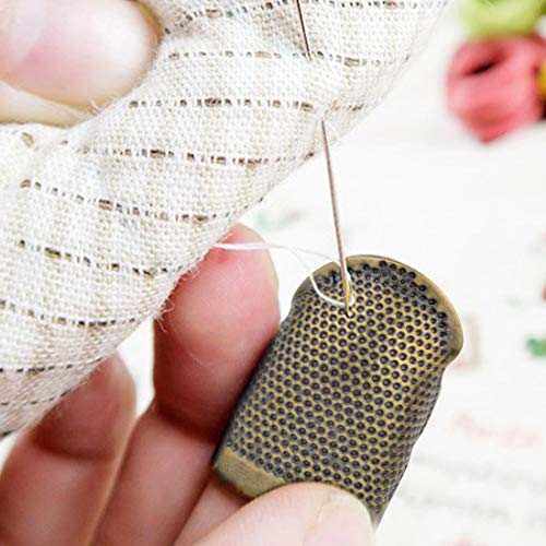 Yolyoo 6pcs Copper Finger Protector Adjustable Fingertip Thimble Sewing for Sewing Embroidery Needlework, Medium