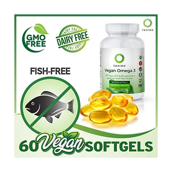 TAHIRO Vegan Omega3 Softgels. Serving Size 1000mg Includes DPA , DHA