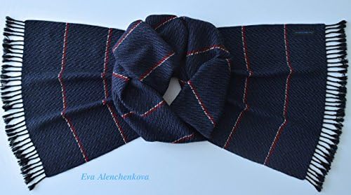 100% Cashmere Men's Blue Hand Woven Scarf