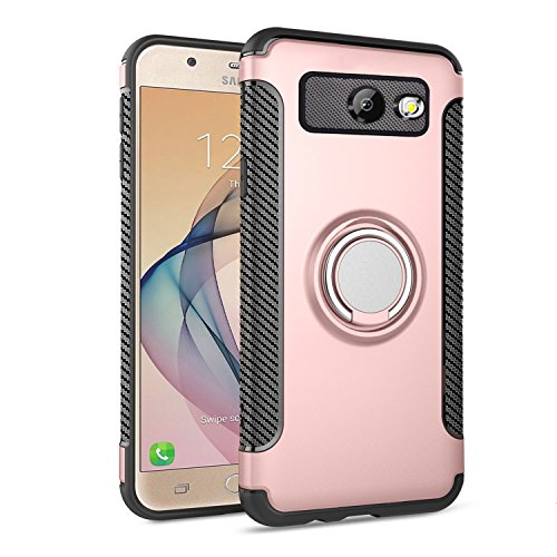 Ownest Galaxy J7 V Case,Galaxy Halo/J7 Prime/J7 Perx/J7 Sky Pro Case,Armor Dual Layer 2 in 1 with Extreme Protection and Finger Ring Holder Kickstand only for Samsung Galaxy J7 2017-Rose Gold