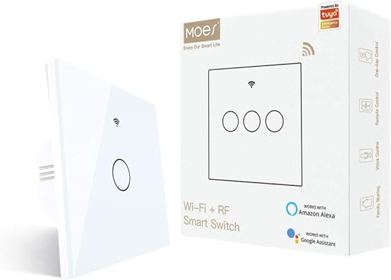 MOES Smart Alexa Wlan Lichtschalter Touch RF433 Kein Neutralleiter erforderlich Erzelne Wire Wifi Funk Smart Home Schalter Arbeiten mit Smart LifeTuya app Alexa und Google Home