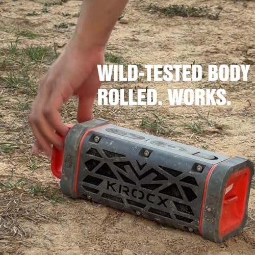 KROCX TRAVOR Magnetic Bluetooth Speaker, 45W Rugged All-Aluminum Outdoor Portable Speaker, BassUp, IP68 Waterproof Wireless Speaker for Golf Cart, Camping, Beach, TWS, 25H Playtime, Meteorite Gray
