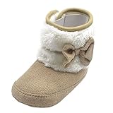 Weixinbuy Baby Girls Bowknot Fleece Crib Shoes Princess Snow Boots (S(0-6 Months), khaki)