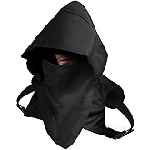 Cyberpunk Rogue Cowl Hood Scarf, Assassin Costume Hood Winter Unisex Cloak Hat for Cosplay and Outdoor Daily Wear