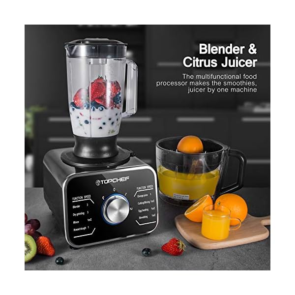 Topchef-Food-Processor-1100W-Multifunctional-Food-Processor-BlenderChopper-Mixer-Grinder-Citrus-Juicer-Knead-Dough-Blades-Shredder-Slicing-Attachments-and-32L-Bowl-15L-Blender-Jug Topchef Food Processor 1100W 11 in 1 Multifunctional Food Processor with 3.2L Bowl and 1.5L Blender Jar, 3 Speeds for…