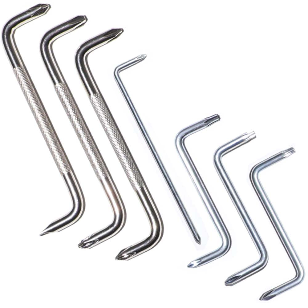 7 Pcs Right Angle Screwdriver, Angled Screwdriver for Tight Spaces, Offset Screwdriver Set PH0/PH1/PH2/PH3/T15/T20, Flexible Flat Head 90 Degree Screwdriver, Z/L-Type Double Screwdrivers