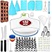 132 Pcs Cake Decorating Supplies kit with Turntable,48 Pcs Numbered Icing Tips and 3 Pcs Russian Piping Nozzles,12 Pcs Cupcake Moulds