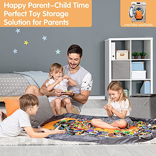 Aubliss Upgraded Extra Large Toy Storage Bin and Play Mat 13'' Cubic